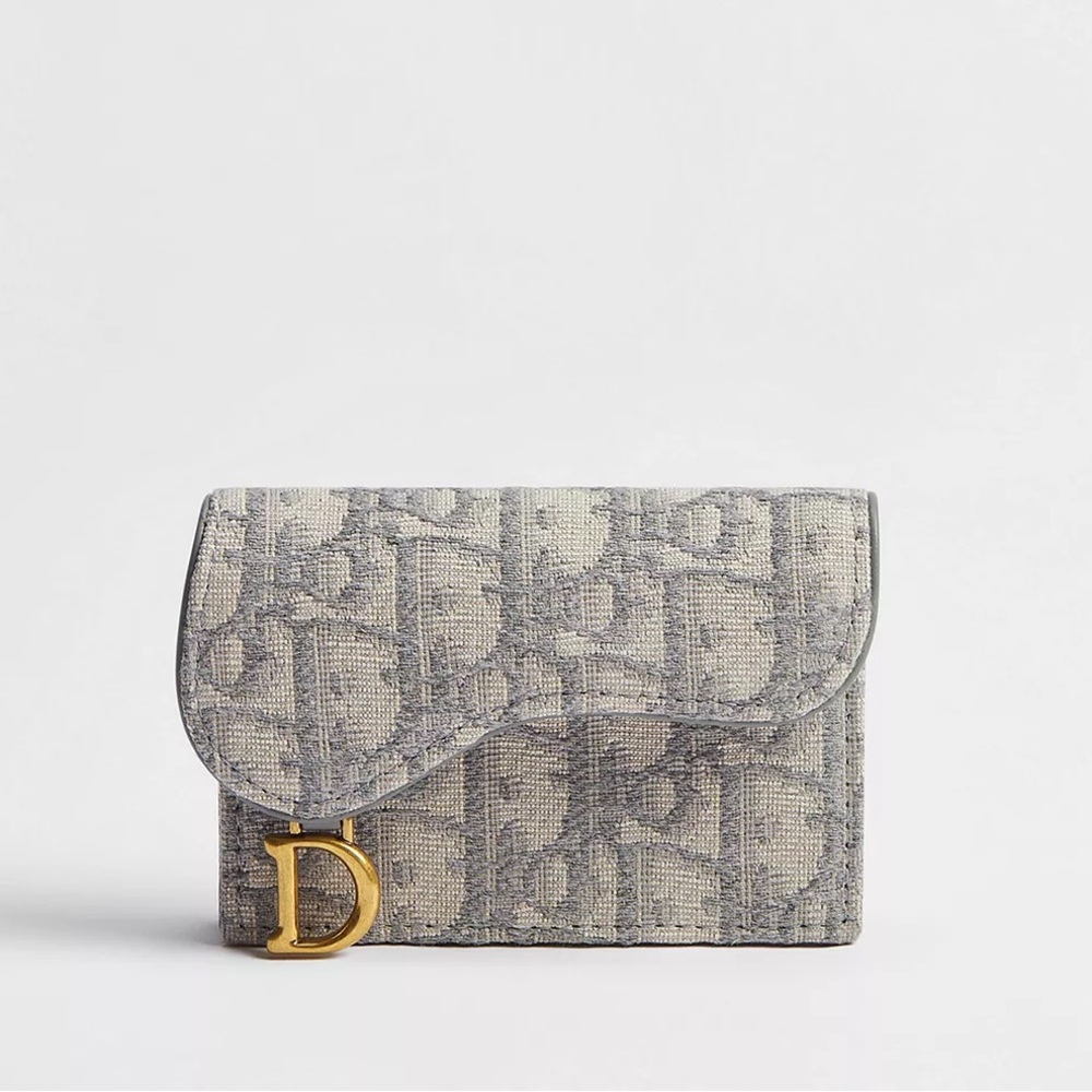 Dior Gray Saddle Card Holder